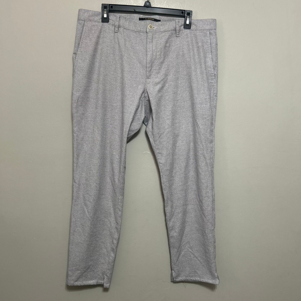 Alberto Ceramica Trouser 36X32 Navy Gray Houndstooth Slim Straight Preppy Chino